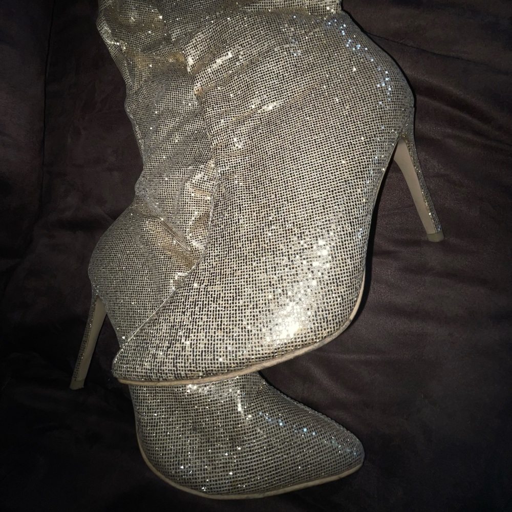 Gold Glitter Thigh High Boots